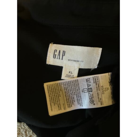 GAP Shirt Boyfriend Fit Long Sleeve XL Viscose True Black Semi Sheer Button Up - Picture 8 of 9